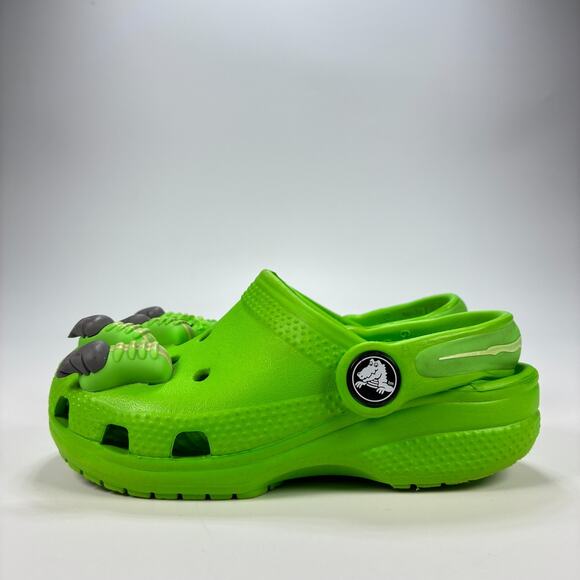 Crocs Classic I Am Dinosaur Clog Green Slip On Lightweight 209700 Youth Size 9 - Picture 4 of 10